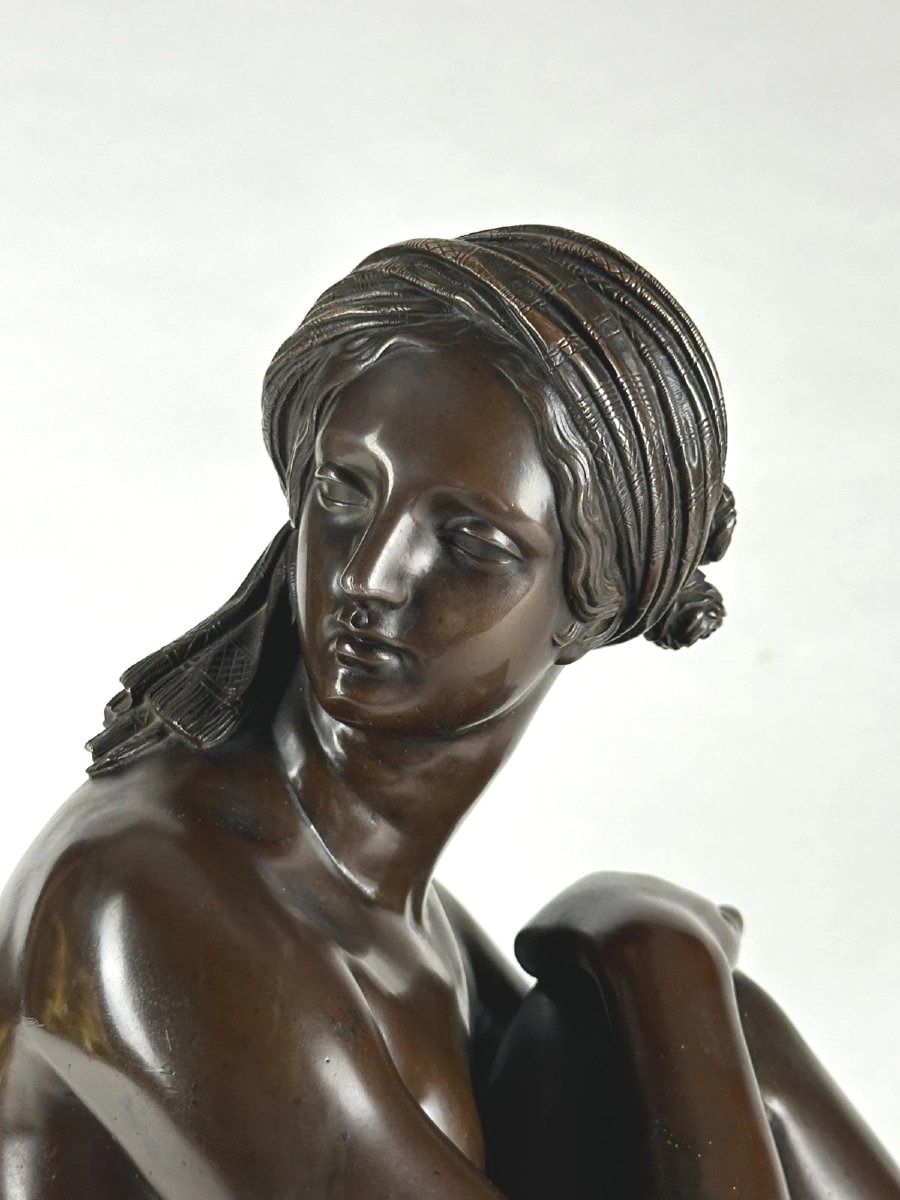 James Pradier, Bronze Portrait Of A Woman, *nude Odalisque With A Turban*, Marble, 19th Century -photo-7