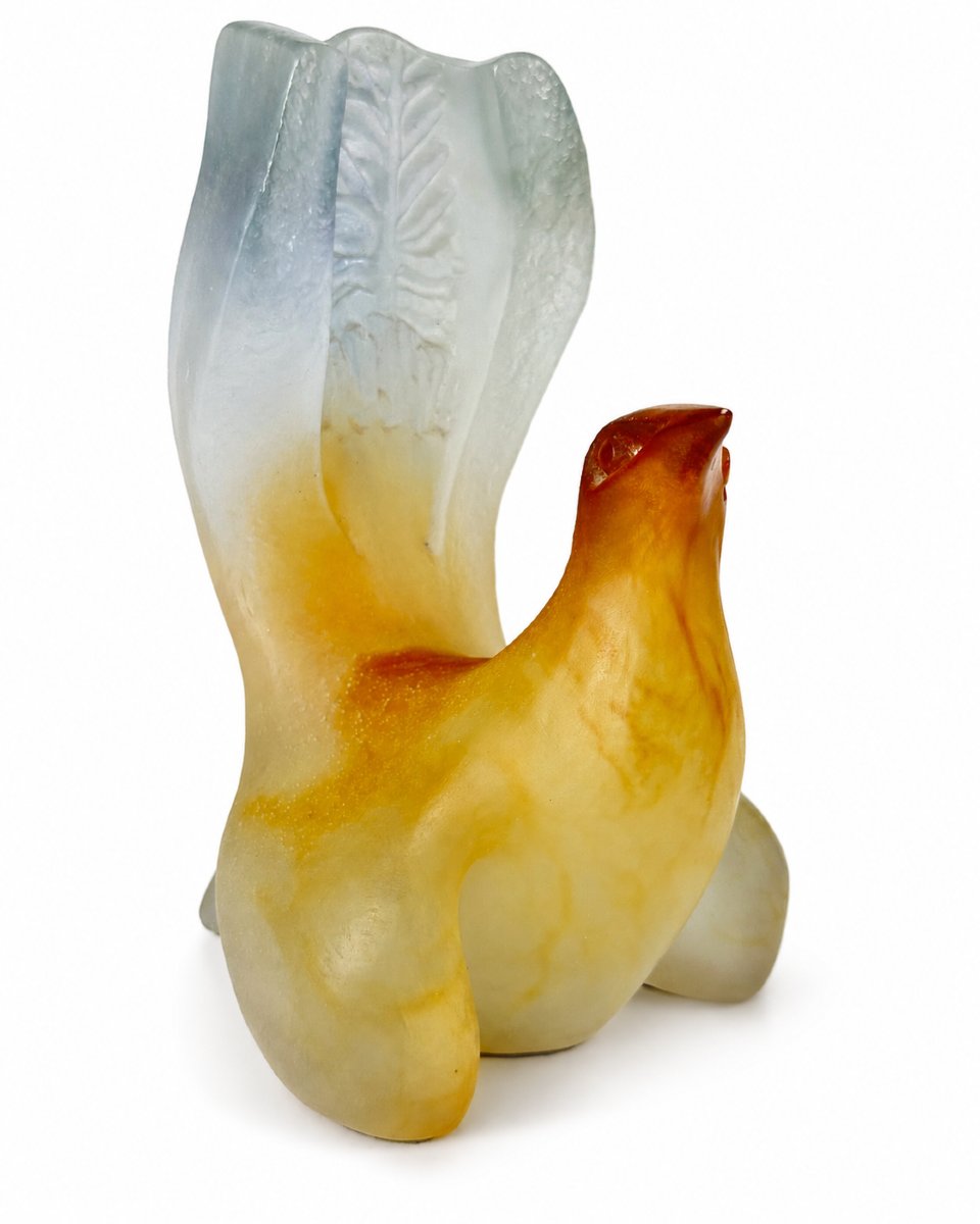 Importante sculpture animalière pâte de verre Daum France L’Oiseau lyre Claude Lhoste -photo-4