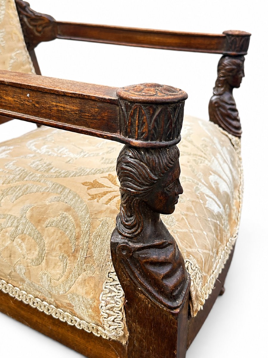 Ancien fauteuil bois sculpté aux cariatides de style Empire Jacob-Desmalter 19e-photo-4