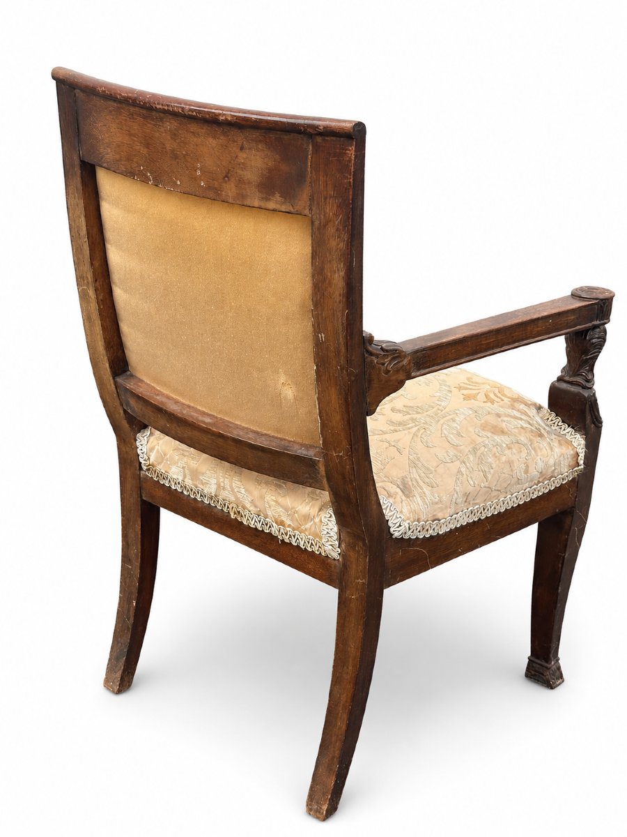 Ancien fauteuil bois sculpté aux cariatides de style Empire Jacob-Desmalter 19e-photo-2