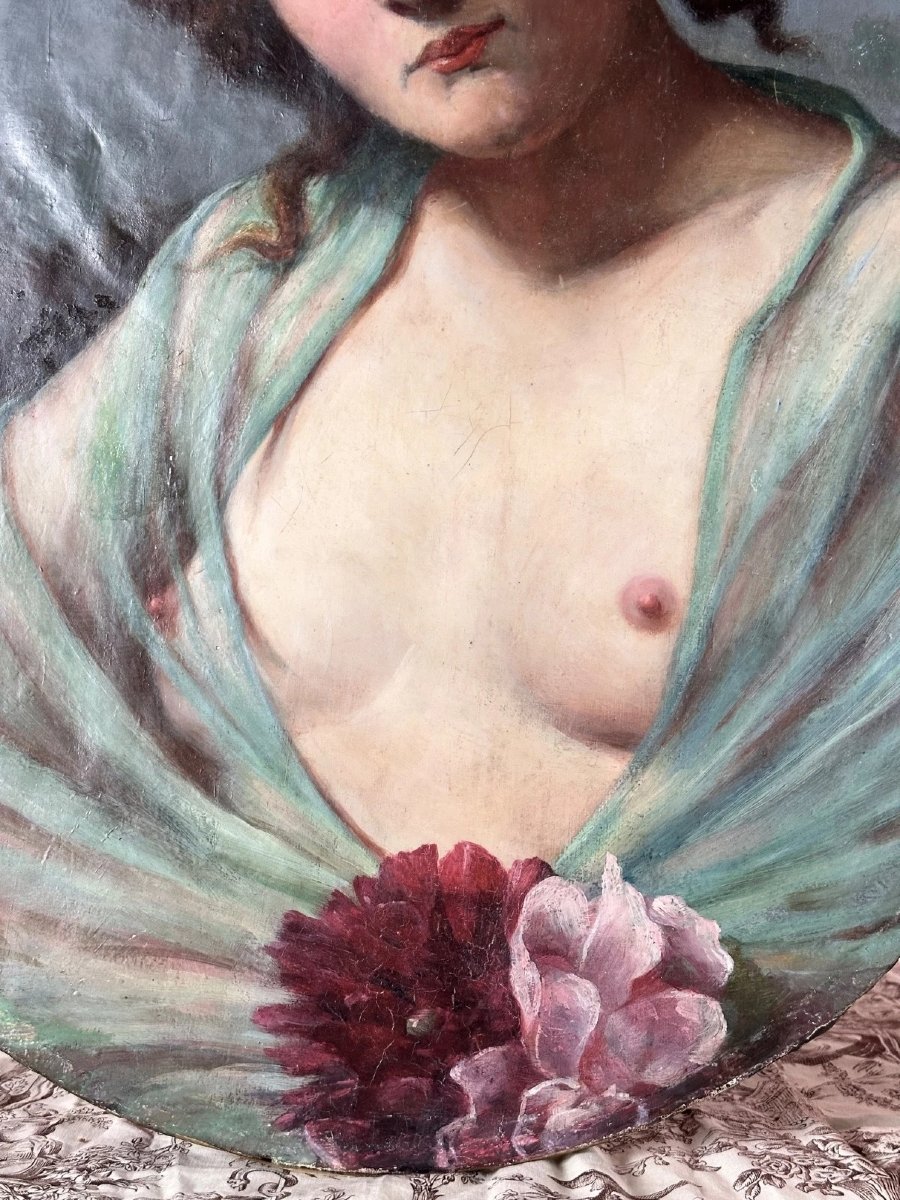 Libertine Painting: Nude Woman, Erotic Boudoir, Alcove, Eroticism, 19th Century, Oval-photo-1