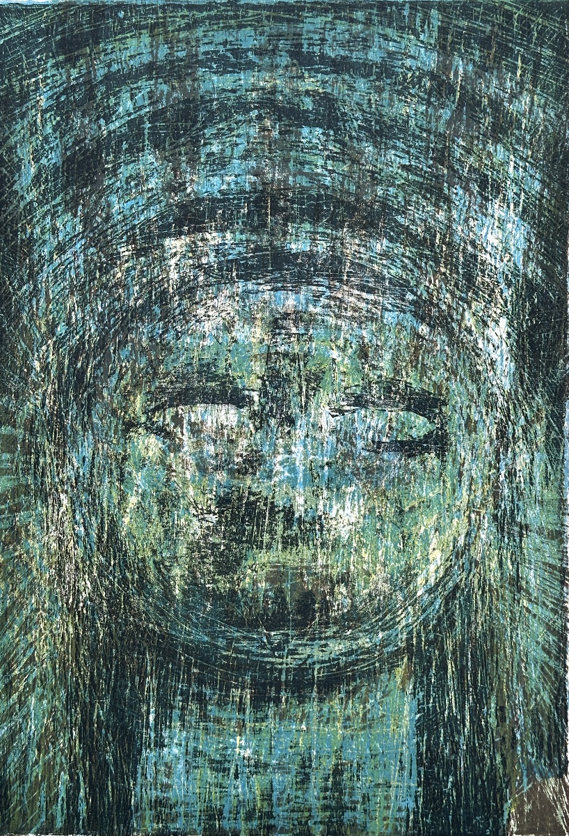 Francisco Espinoza Dueñas, Modern Lithograph, Face, 1960, Peru, Paris, Portrait, 1950-photo-1