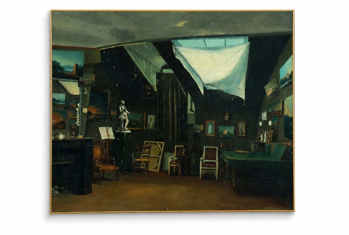 Baron Louis de Fiancette d'Agos vue de l'atelier du peintre 1850  Pyrénées 