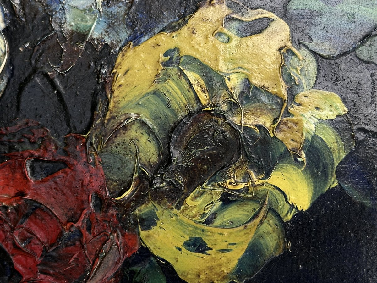 Henri d'Anty, "bouquet Of Peonies In A Vase," Hst XX, School Of Paris, Expressionist Painting, Framed-photo-1