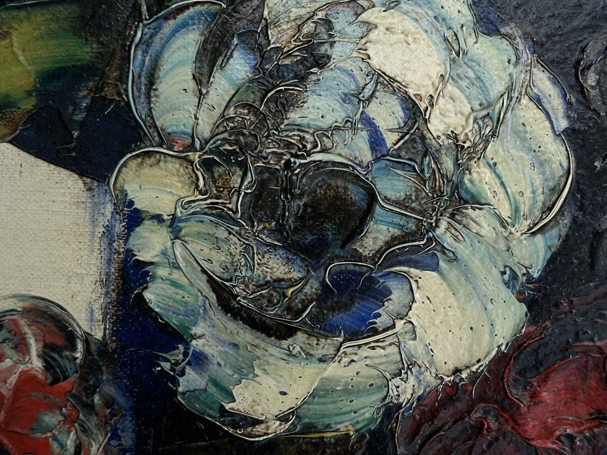 Henri d'Anty, "bouquet Of Peonies In A Vase," Hst XX, School Of Paris, Expressionist Painting, Framed-photo-2