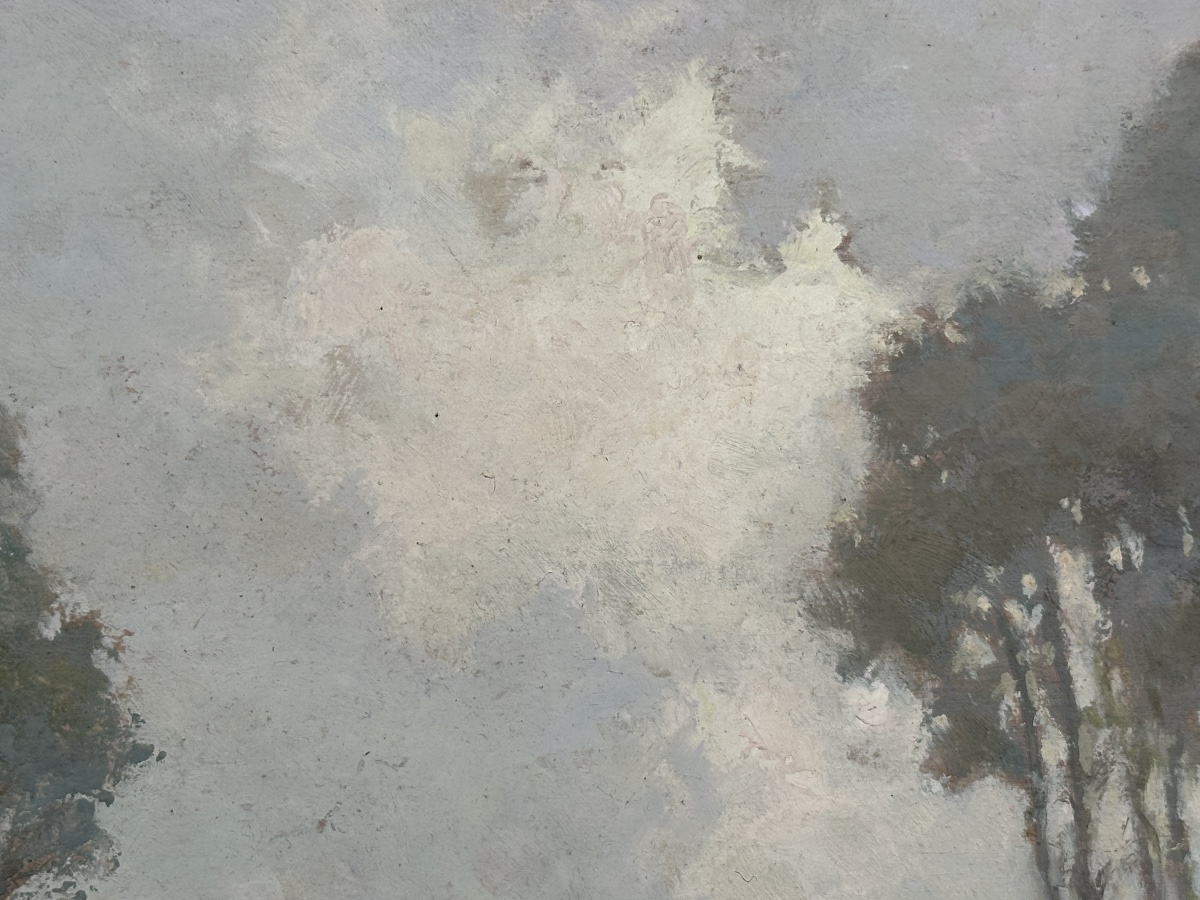 Hippolyte Léty  Lively Landscape  The Boatman, River, Mist, River, Poplar, Sky-photo-8