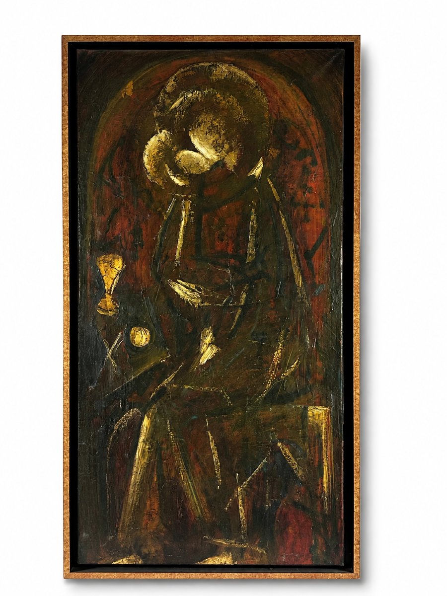 Yuri Gurov  Tableau moderne expressionniste portrait femme enfant maternité  100cm