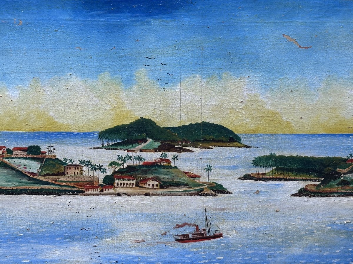  paysage  Tableau  prisonnier Guyane Bagne Ile du Salut La Pénitentiaire 1930-photo-2