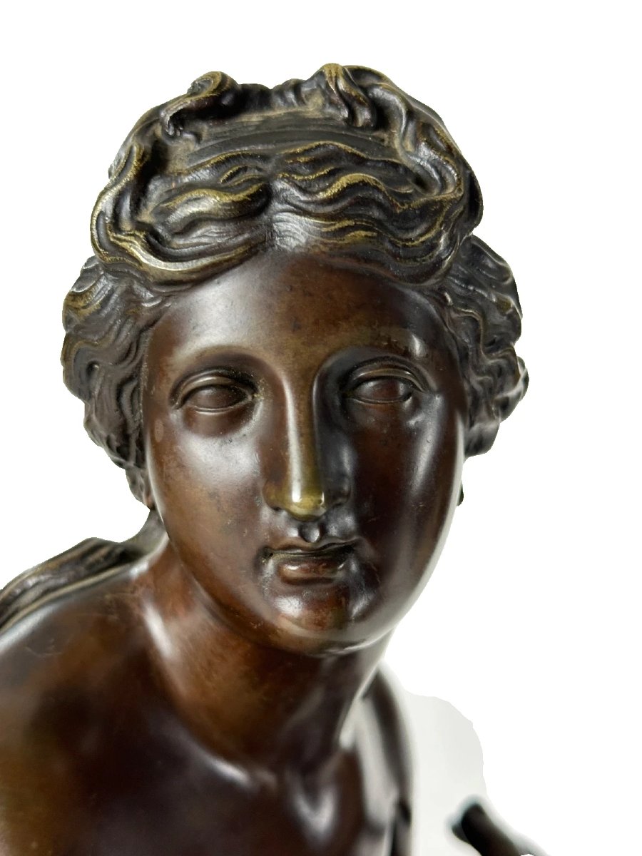 Antique Neoclassical Bronze Portrait Of A Nude Woman, "modest Venus" With Two Shells, By Coysevox, 19th Century-photo-3