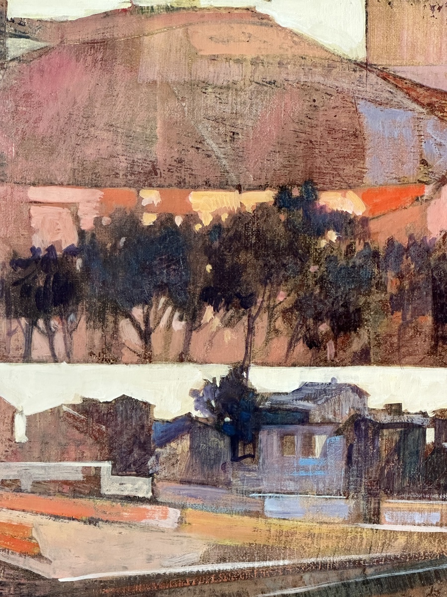 Angelo Bellini  Grand Tableau moderne paysage de Toscane Italie Mantoue  hst -photo-2