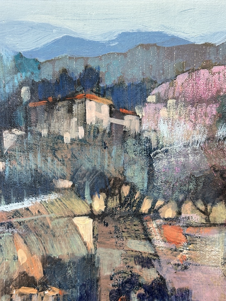 Angelo Bellini  Grand Tableau moderne paysage de Toscane Italie Mantoue  hst -photo-1