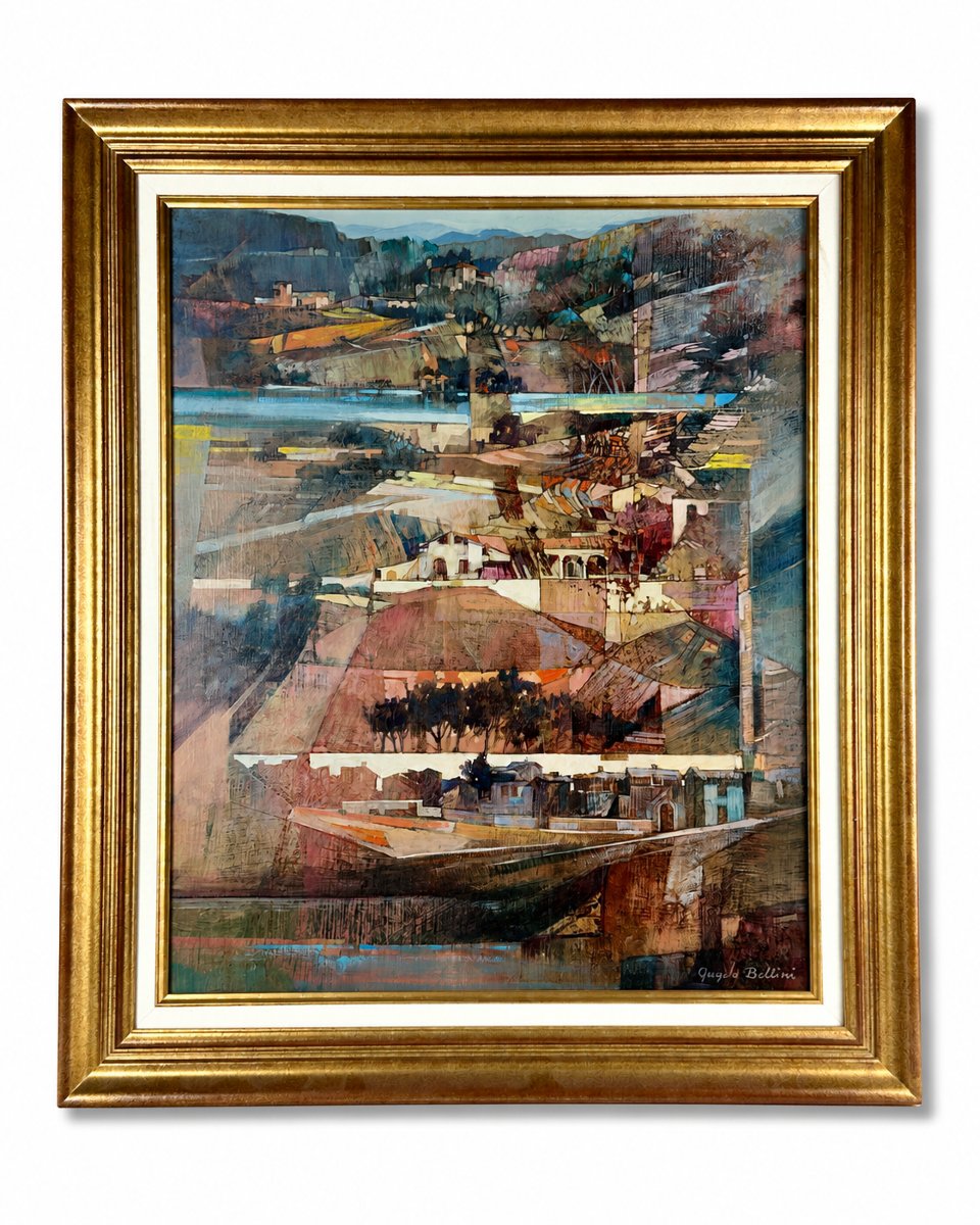 Angelo Bellini  Grand Tableau moderne paysage de Toscane Italie Mantoue  hst 