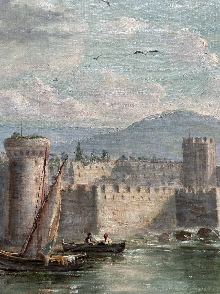 Joseph  Trogher Tableau  paysage ottoman vue du Levant Saint Jean d'acre Palestine Lyon -photo-4