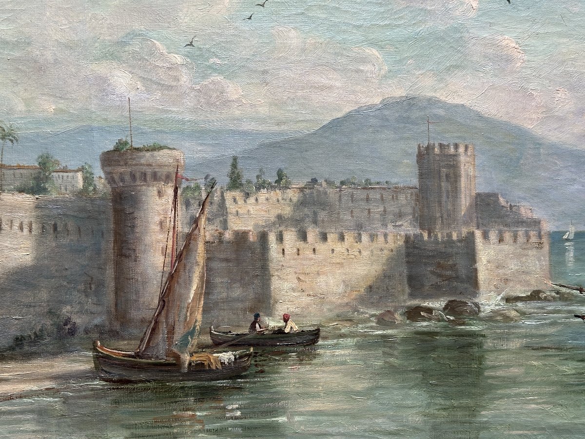 Joseph  Trogher Tableau  paysage ottoman vue du Levant Saint Jean d'acre Palestine Lyon -photo-5