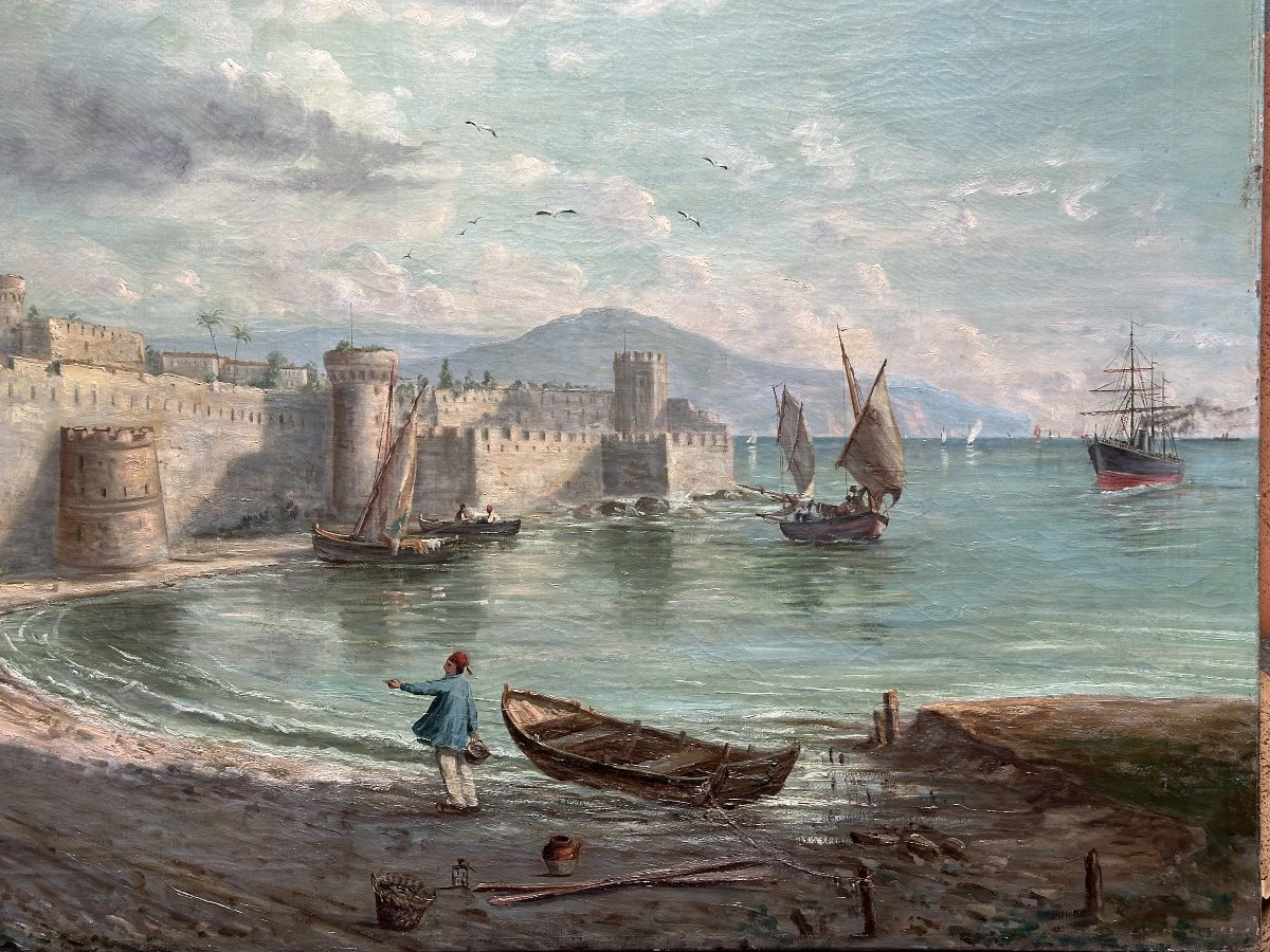 Joseph  Trogher Tableau  paysage ottoman vue du Levant Saint Jean d'acre Palestine Lyon -photo-6