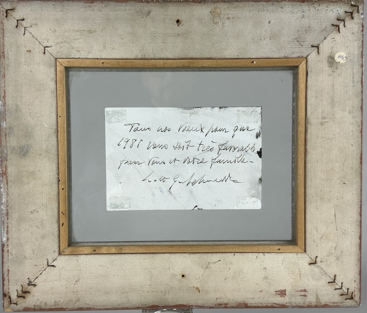 Gérard  Schneider Tableau composition abstraite abstraction  galerie XX  carte de voeux  envoi-photo-4