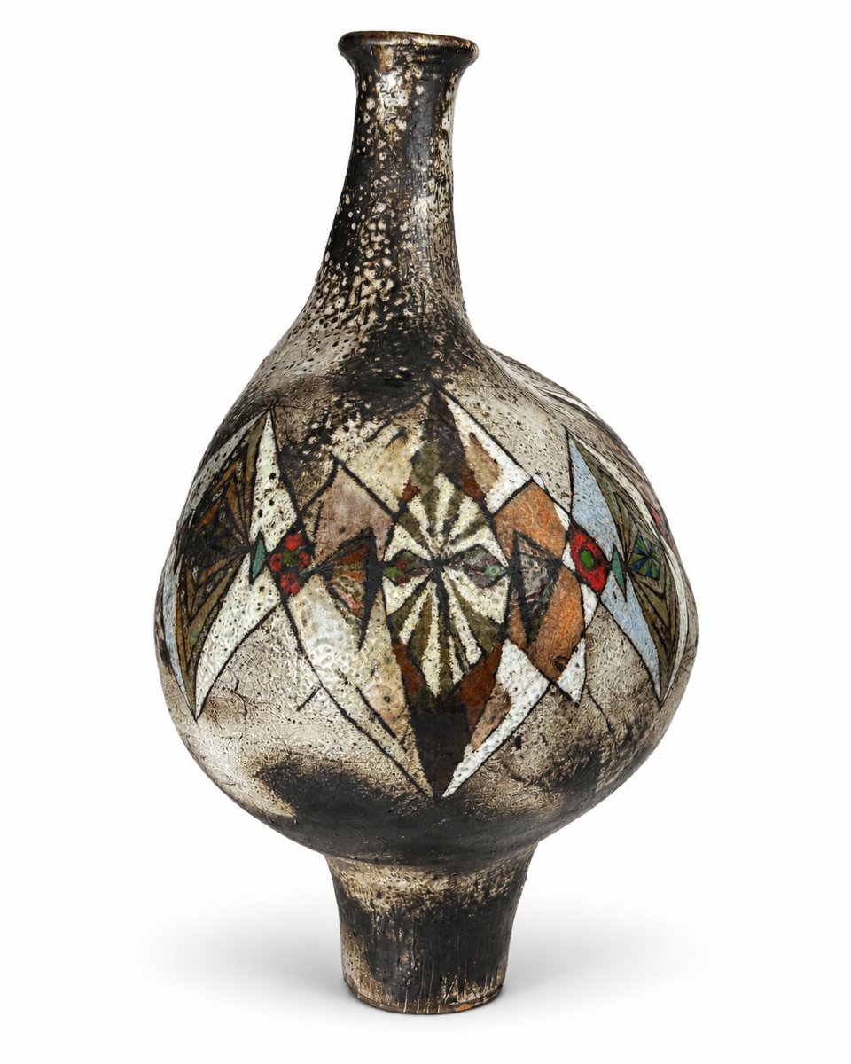 Paul Quéré  Large, Free-form Ceramic Vase, Signed In Vallauris, 1960, Glazed, 52 Cm, Vintage Design-photo-2