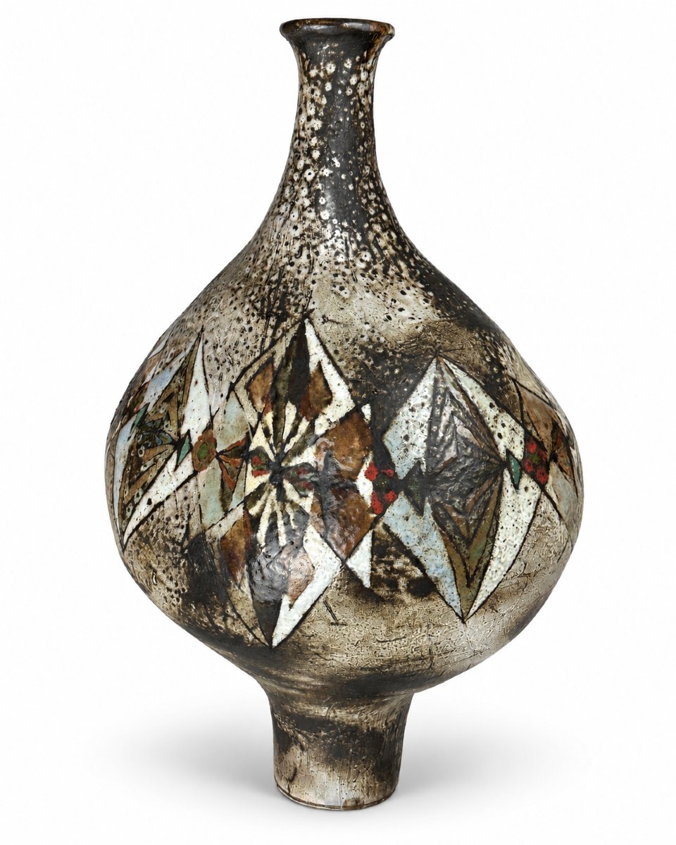 Paul Quéré  Large, Free-form Ceramic Vase, Signed In Vallauris, 1960, Glazed, 52 Cm, Vintage Design-photo-3