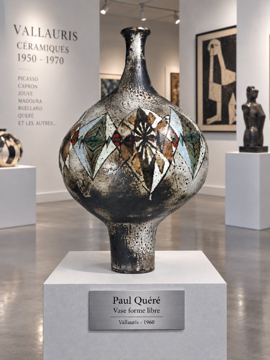 Paul Quéré  Large, Free-form Ceramic Vase, Signed In Vallauris, 1960, Glazed, 52 Cm, Vintage Design-photo-1