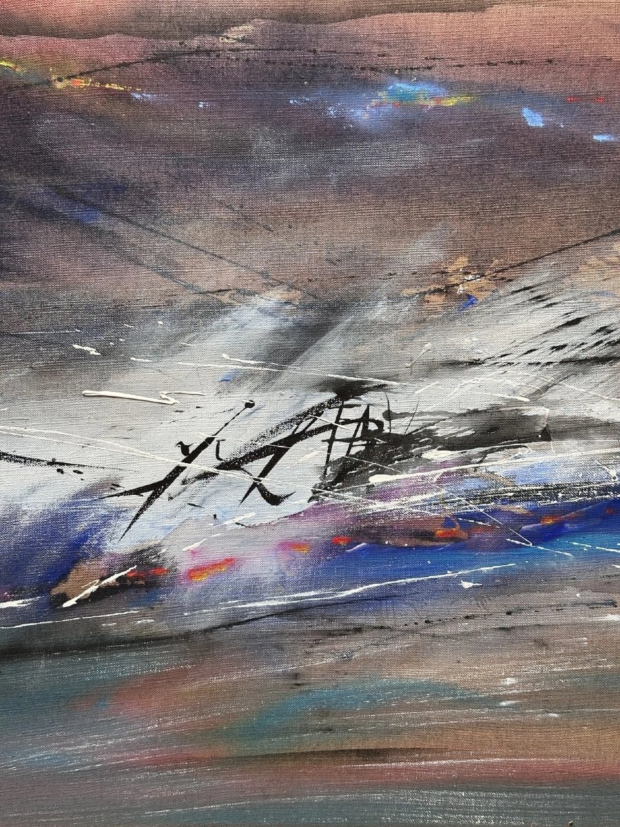 Julius Baltazar Beautiful Modern Painting, Abstract Landscape, Abstraction, 1991, Hst 20p-photo-2