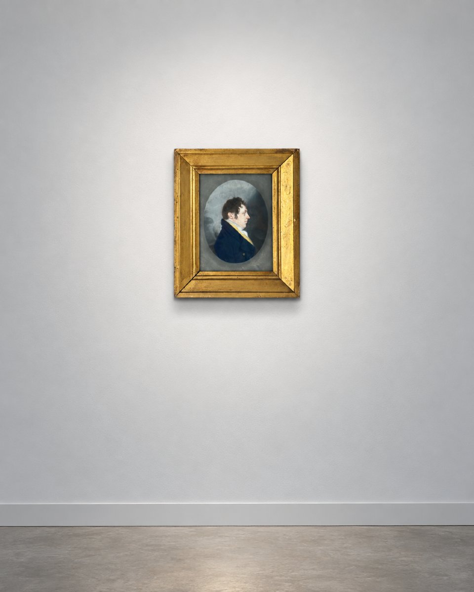 Gerrit Schipper (attr) Dessin portrait d'homme Dandy profil costume pastel  ovale Directoire -photo-3