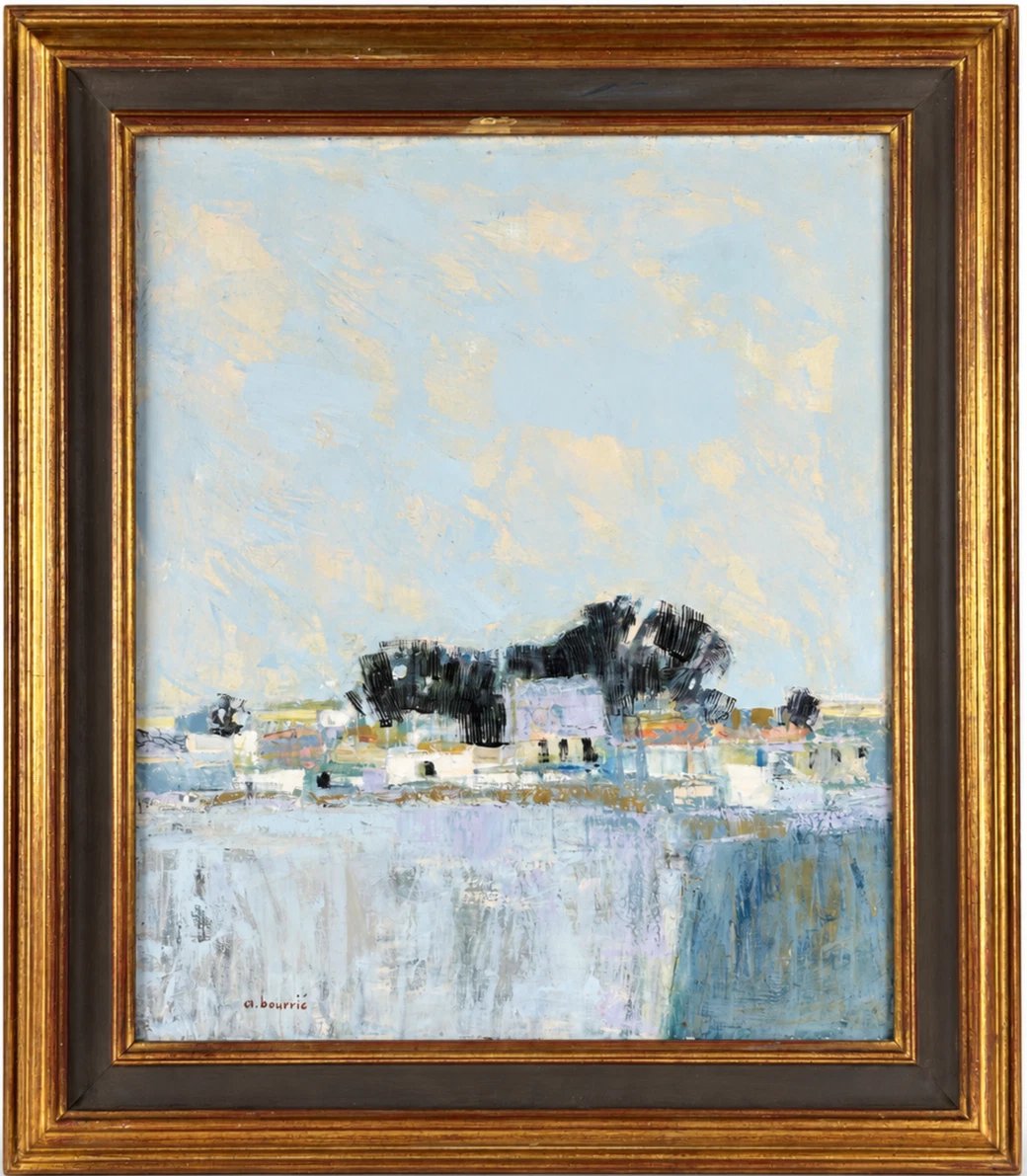André Bourrié  tableau Paysage de Bretagne Vendée village au bord de l'eau  Marine synthétique-photo-2