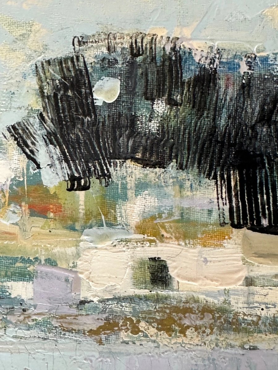 André Bourrié  tableau Paysage de Bretagne Vendée village au bord de l'eau  Marine synthétique-photo-4