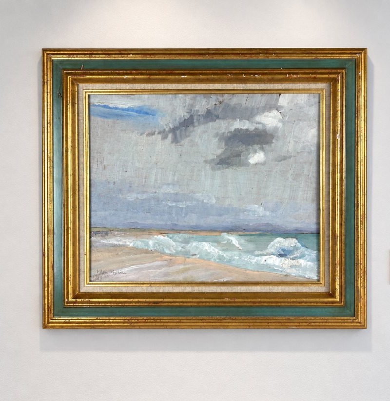 Hélène Rivière  Tableau étude de Ciel   plage Bord de mer  vagues Art déco Marine -photo-2