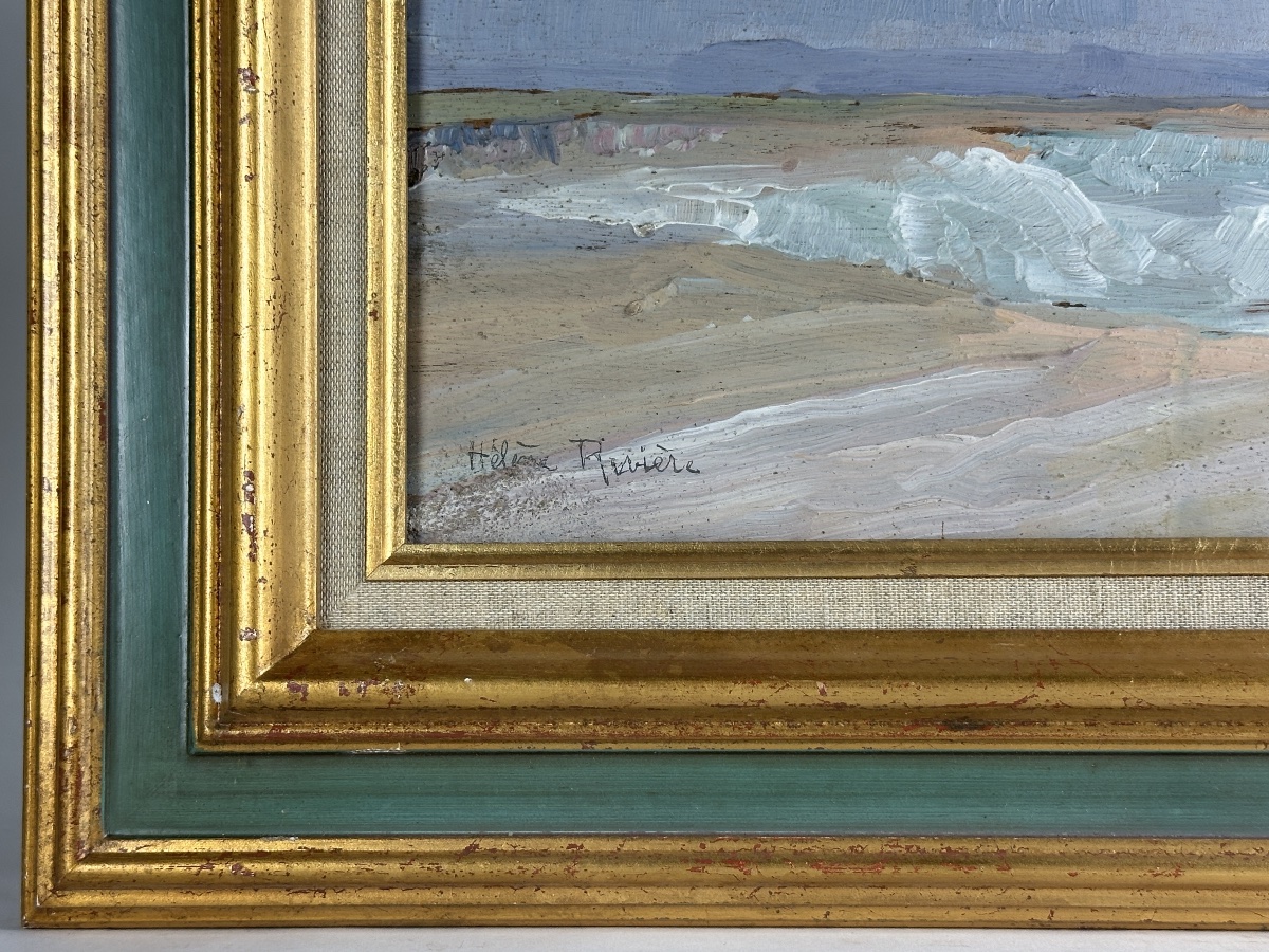 Hélène Rivière  Tableau étude de Ciel   plage Bord de mer  vagues Art déco Marine -photo-3