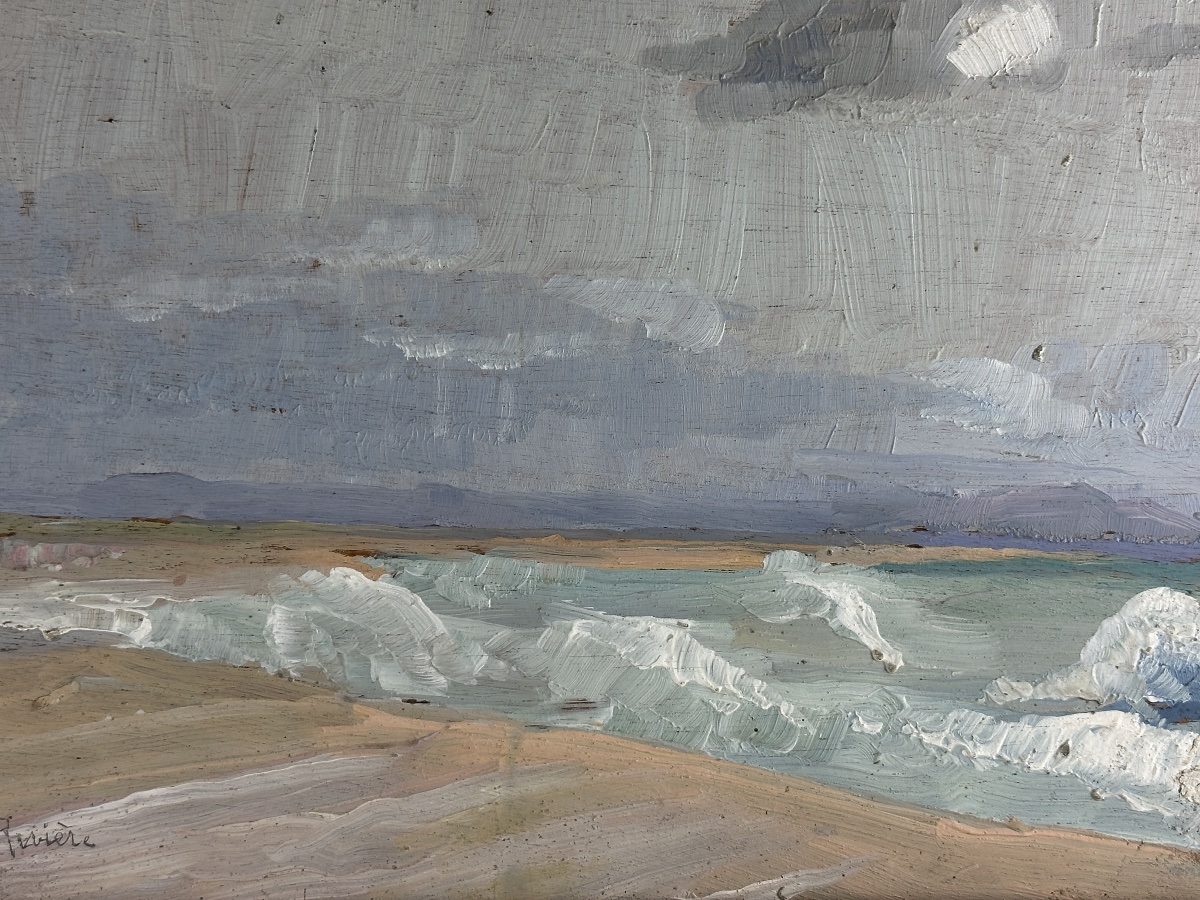 Hélène Rivière  Tableau étude de Ciel   plage Bord de mer  vagues Art déco Marine -photo-4
