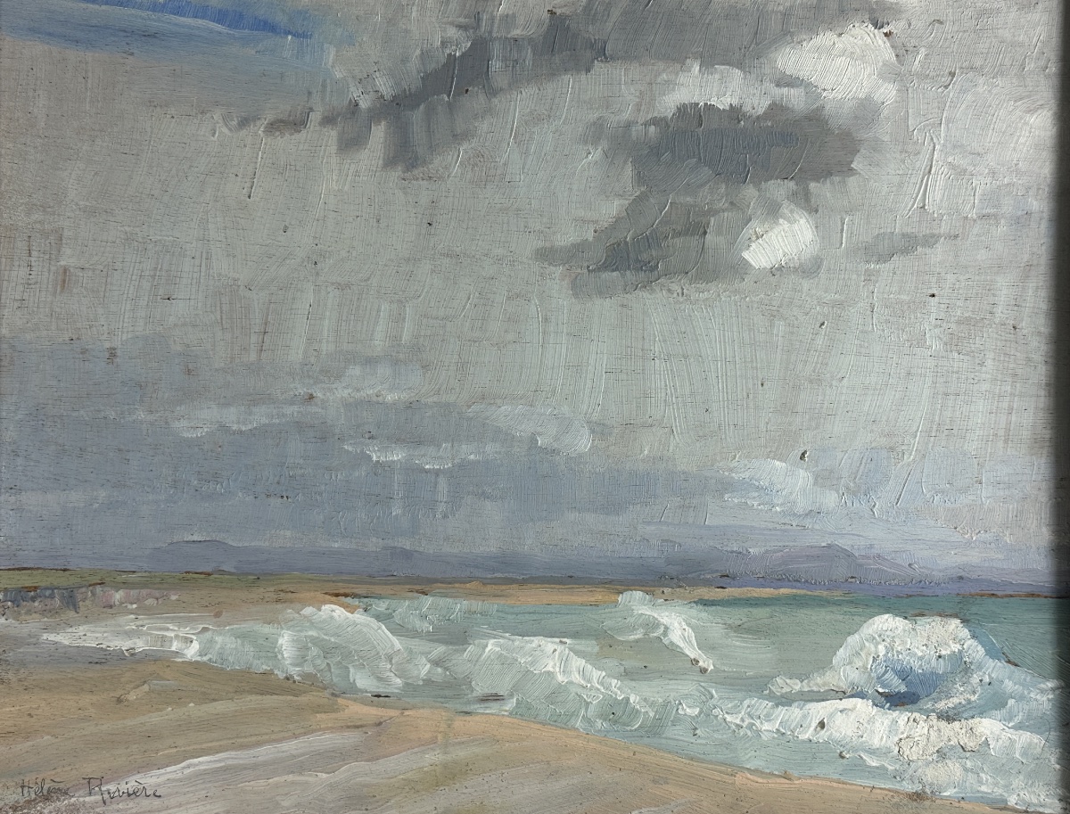 Hélène Rivière  Tableau étude de Ciel   plage Bord de mer  vagues Art déco Marine -photo-1