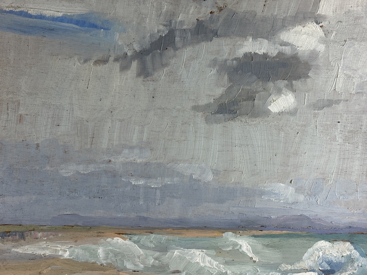 Hélène Rivière  Tableau étude de Ciel   plage Bord de mer  vagues Art déco Marine -photo-2