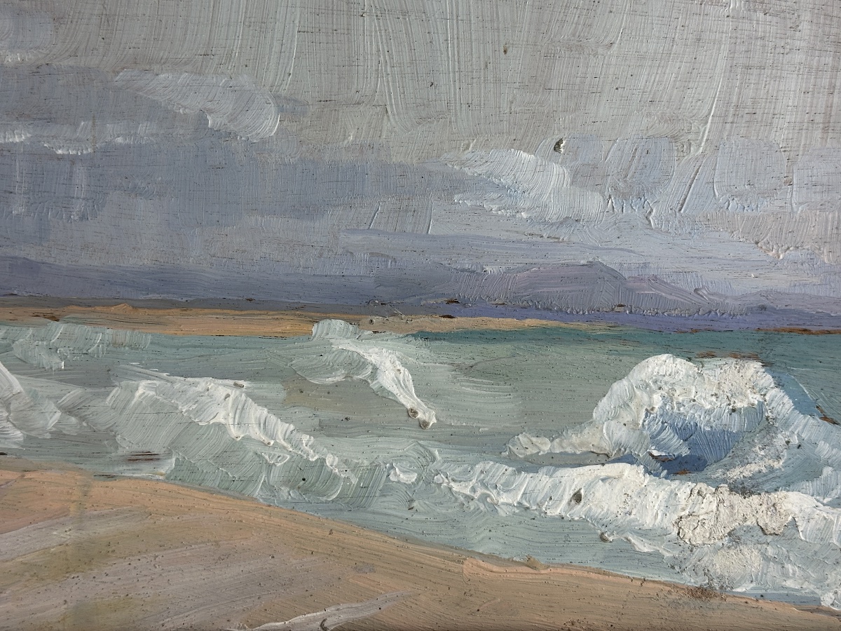 Hélène Rivière  Tableau étude de Ciel   plage Bord de mer  vagues Art déco Marine -photo-3