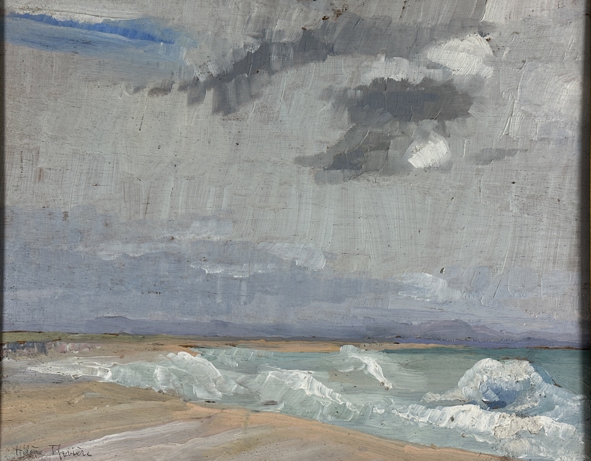 Hélène Rivière  Tableau étude de Ciel   plage Bord de mer  vagues Art déco Marine -photo-4