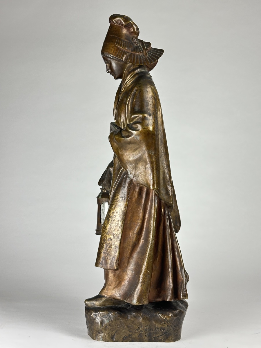 Albert Louis Joseph Guérin  Breton Pont-aven Art Nouveau Lantern Symbolist Bronze Sculpture-photo-6