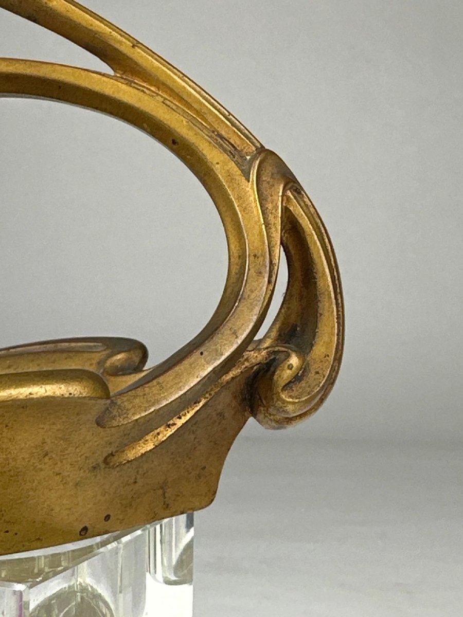 Maurice Giot  Bougeoir vide poche en bronze signé Art Nouveau style nouille 1900-photo-4