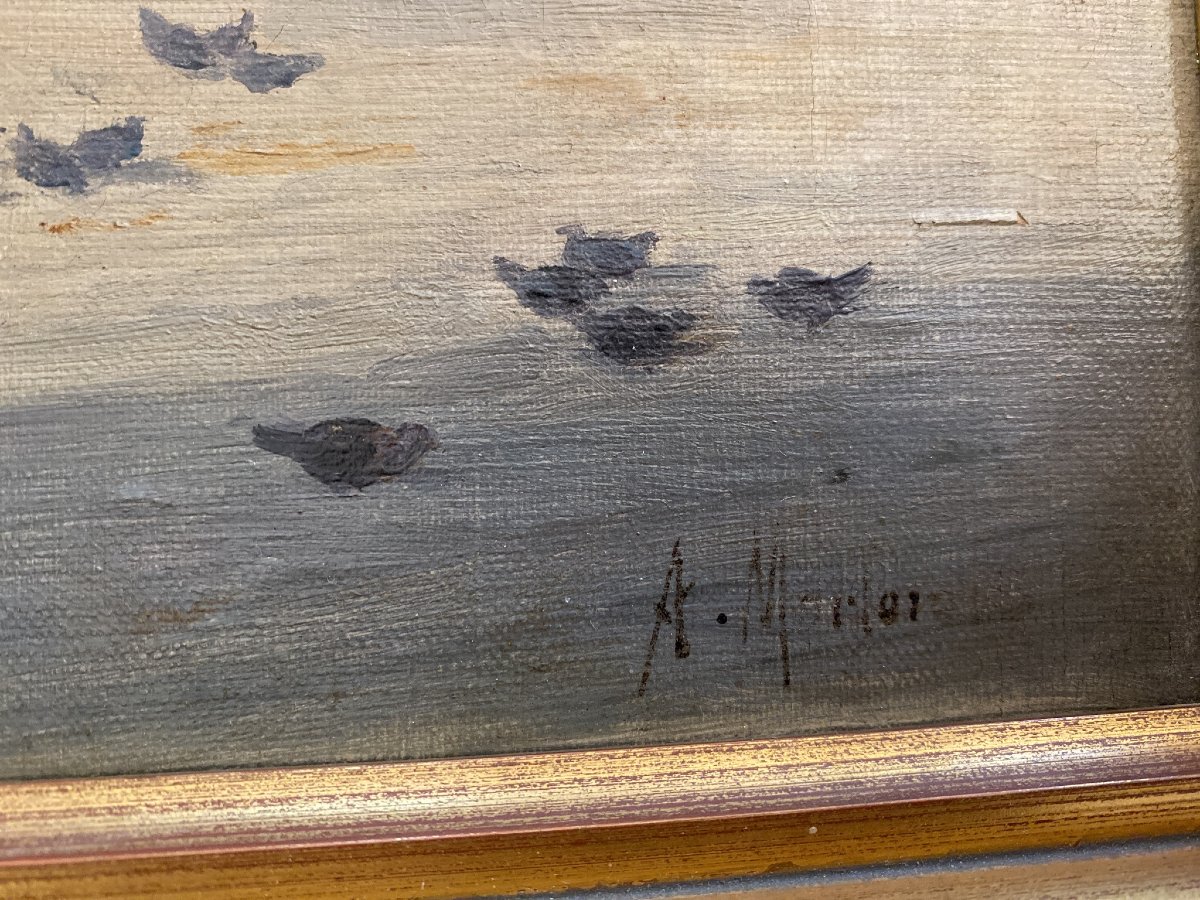 Emile Morlon  Beau tableau vue de Venise animé Marine bateau veduta 19ème hst -photo-2