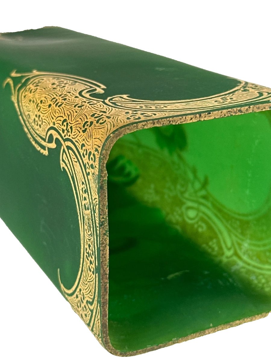 Legras Vase  art Nouveau verre émaillé fleur cyclamens Montjoye  26cm-photo-2