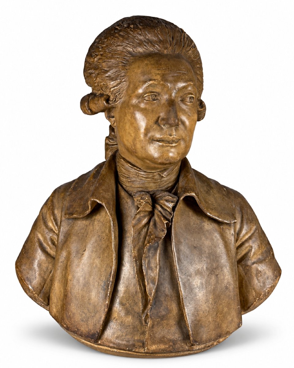 Large Portrait Bust Of Condorcet By Houdon, From The Louvre Workshop, Patinated Plaster, 19th Century, French Revolution-photo-3