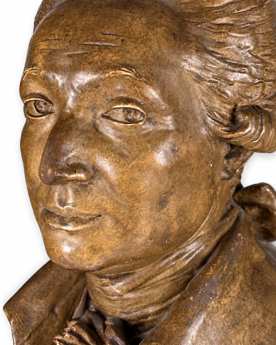 Large Portrait Bust Of Condorcet By Houdon, From The Louvre Workshop, Patinated Plaster, 19th Century, French Revolution-photo-4