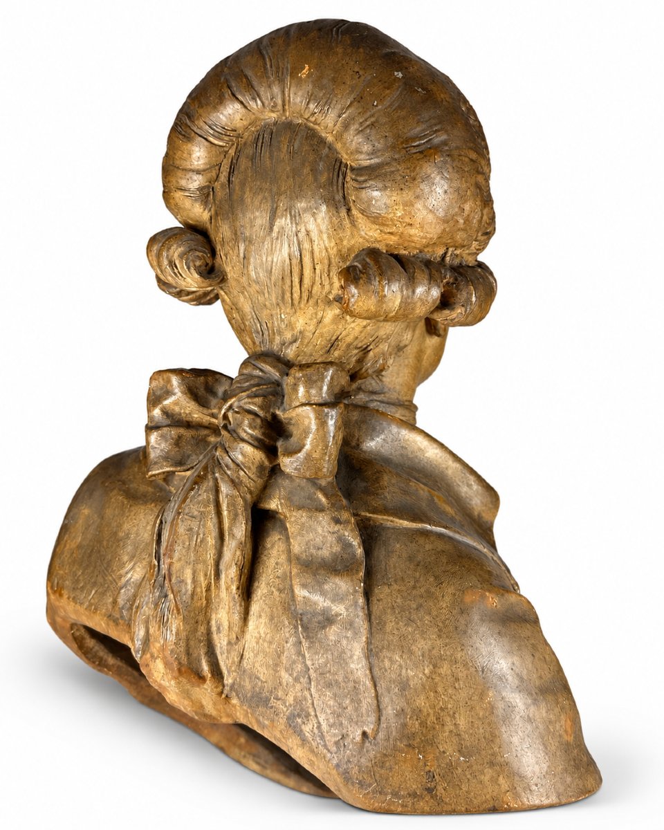 Large Portrait Bust Of Condorcet By Houdon, From The Louvre Workshop, Patinated Plaster, 19th Century, French Revolution-photo-2