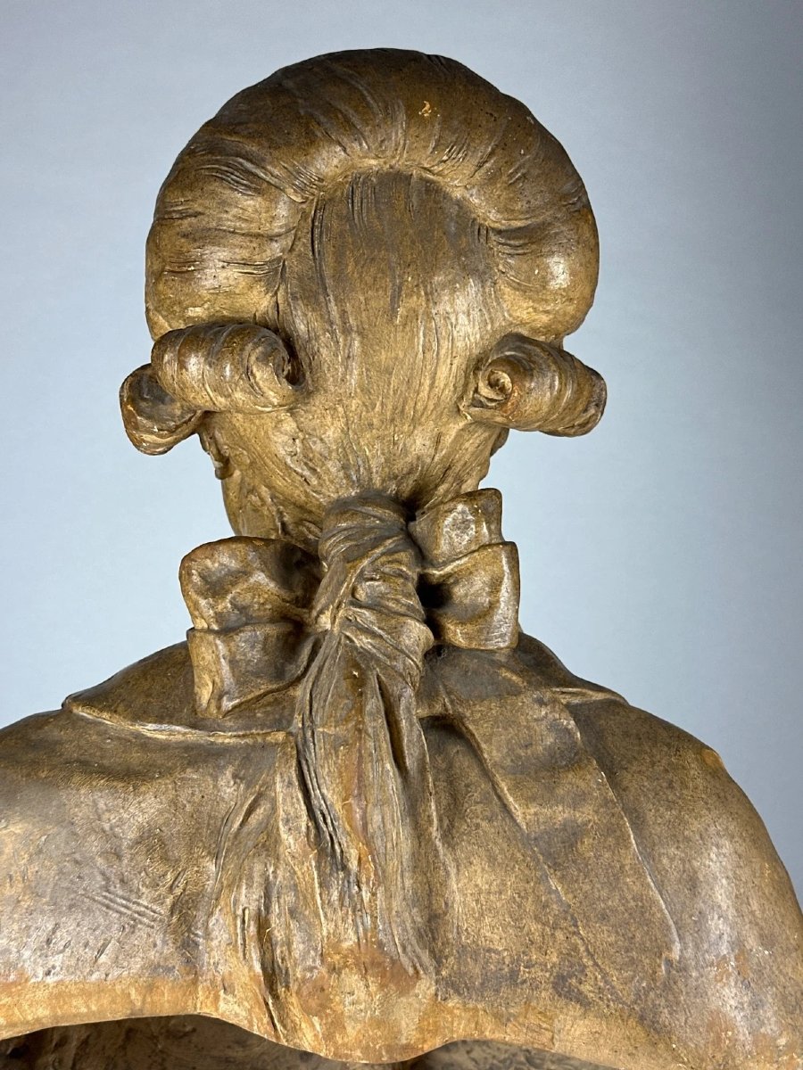 Large Portrait Bust Of Condorcet By Houdon, From The Louvre Workshop, Patinated Plaster, 19th Century, French Revolution-photo-5