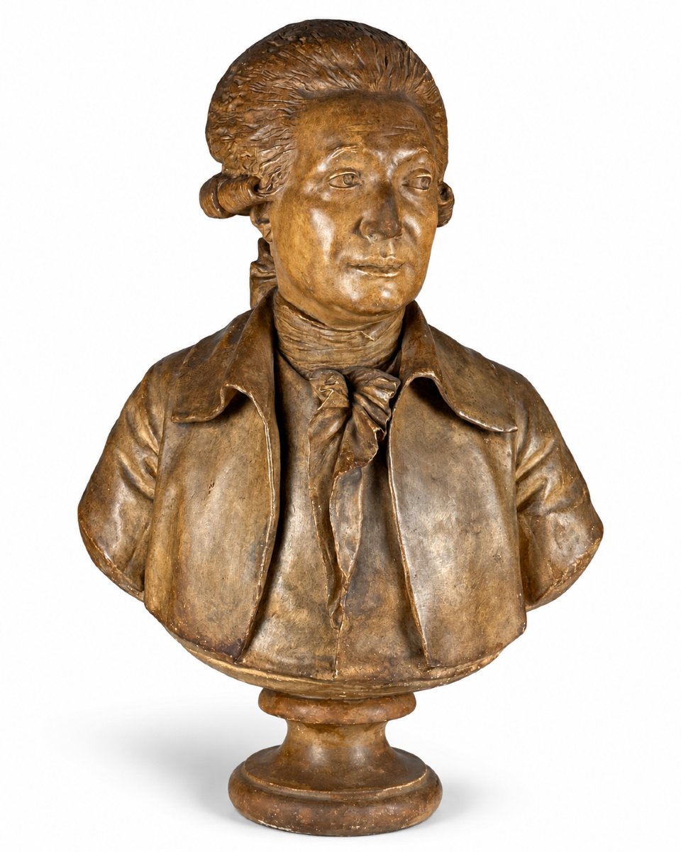 Large Portrait Bust Of Condorcet By Houdon, From The Louvre Workshop, Patinated Plaster, 19th Century, French Revolution-photo-7