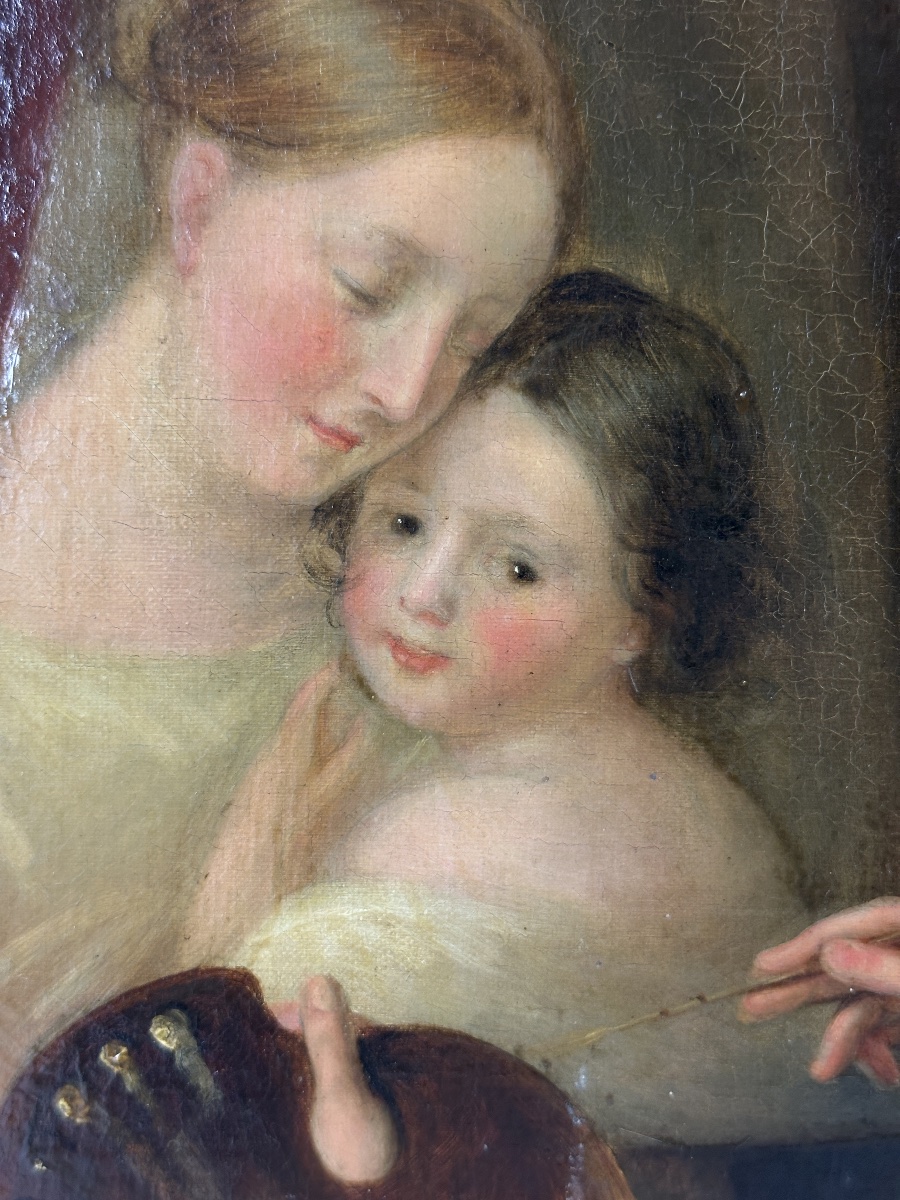 Jean Baptiste Thomas  Paintings  Romantic Self-portrait Of The Painter, Family Portrait, Rome, 19th Century-photo-4