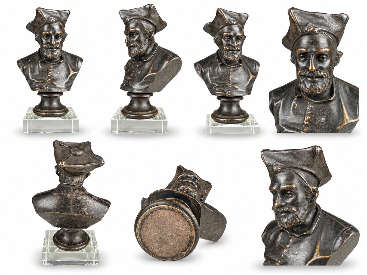 Mélingue, François Rabelais, Antique Bronze, Signed Bust Portrait, 19th Century