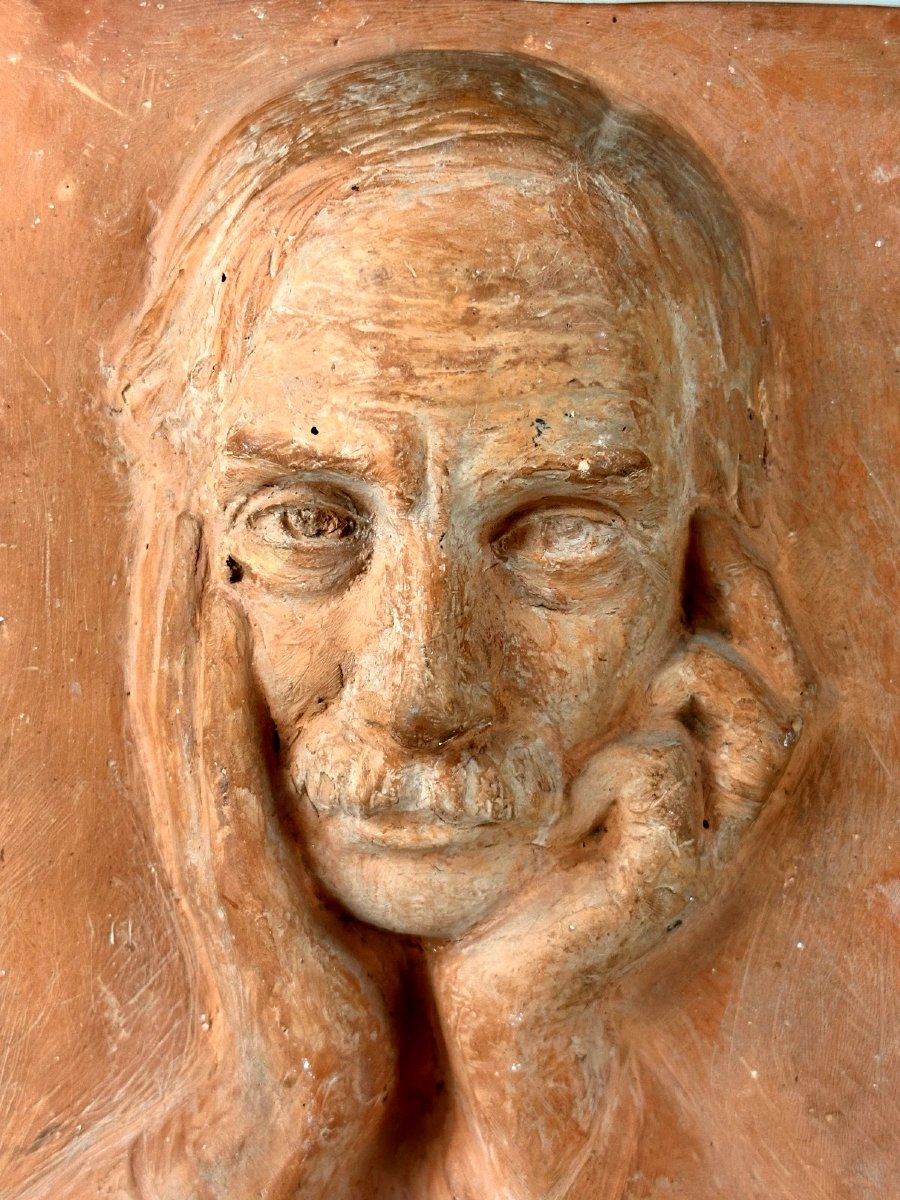 Paul Valéry  Sculpture terre cuite originale Portrait art déco signé  Écrivain Poète -photo-2