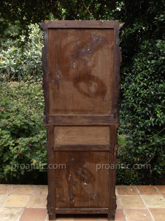 Rare Stipo Meuble Bois Sculpté Ange Lion Secretaire Cabinet De Curiosité Italie Rare Décoration-photo-3