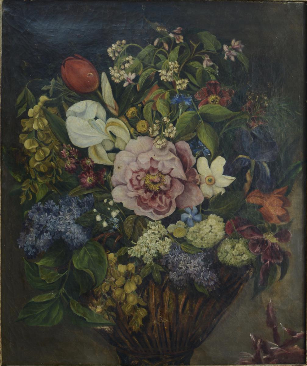 Beautiful Painting Still Life Bouquet Of Flowers Sv Lepage Lyon