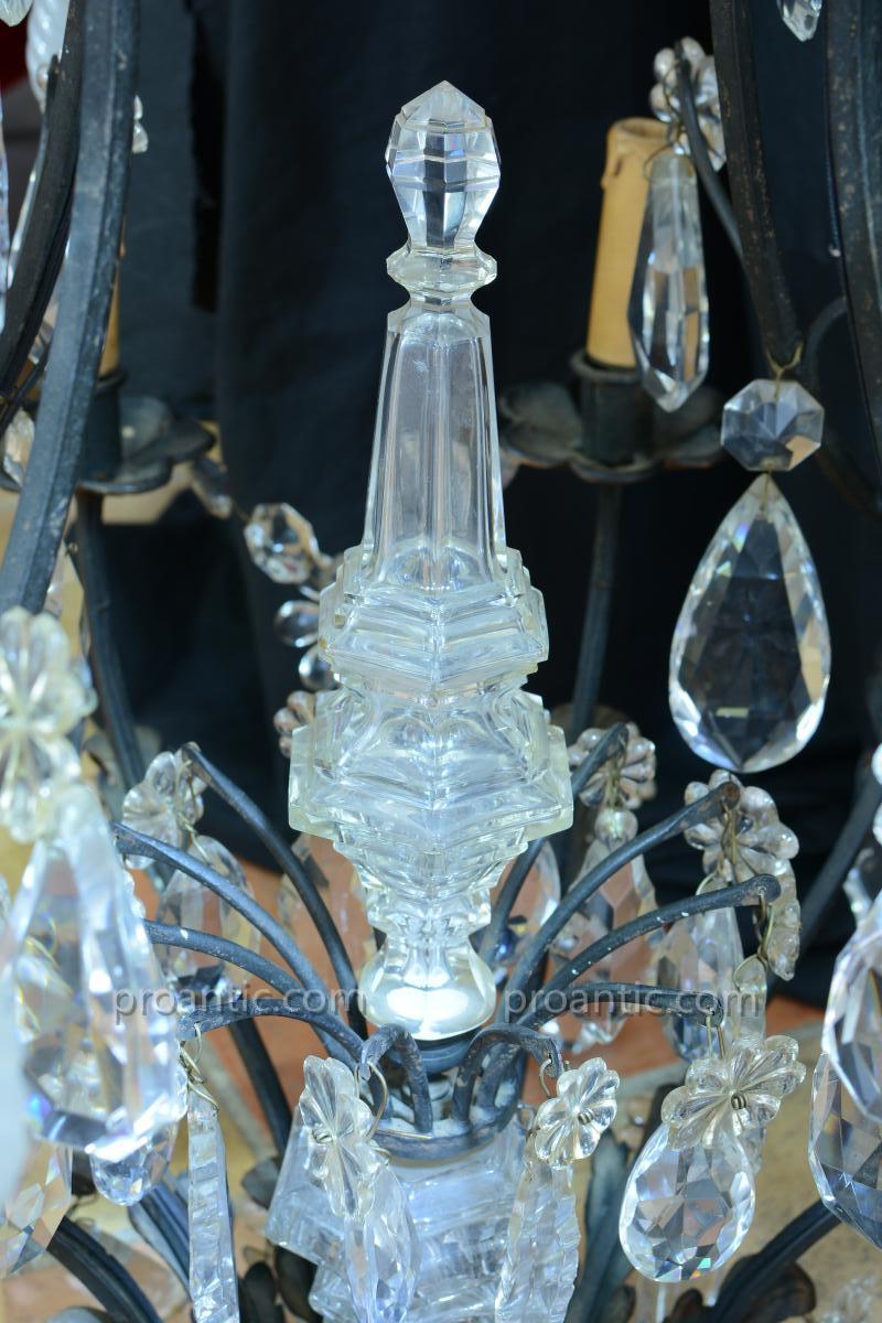 Beautiful Large Chandelier Cage In Black And Gold Napoleon 3 From Castle Crystal 10 Lights-photo-3