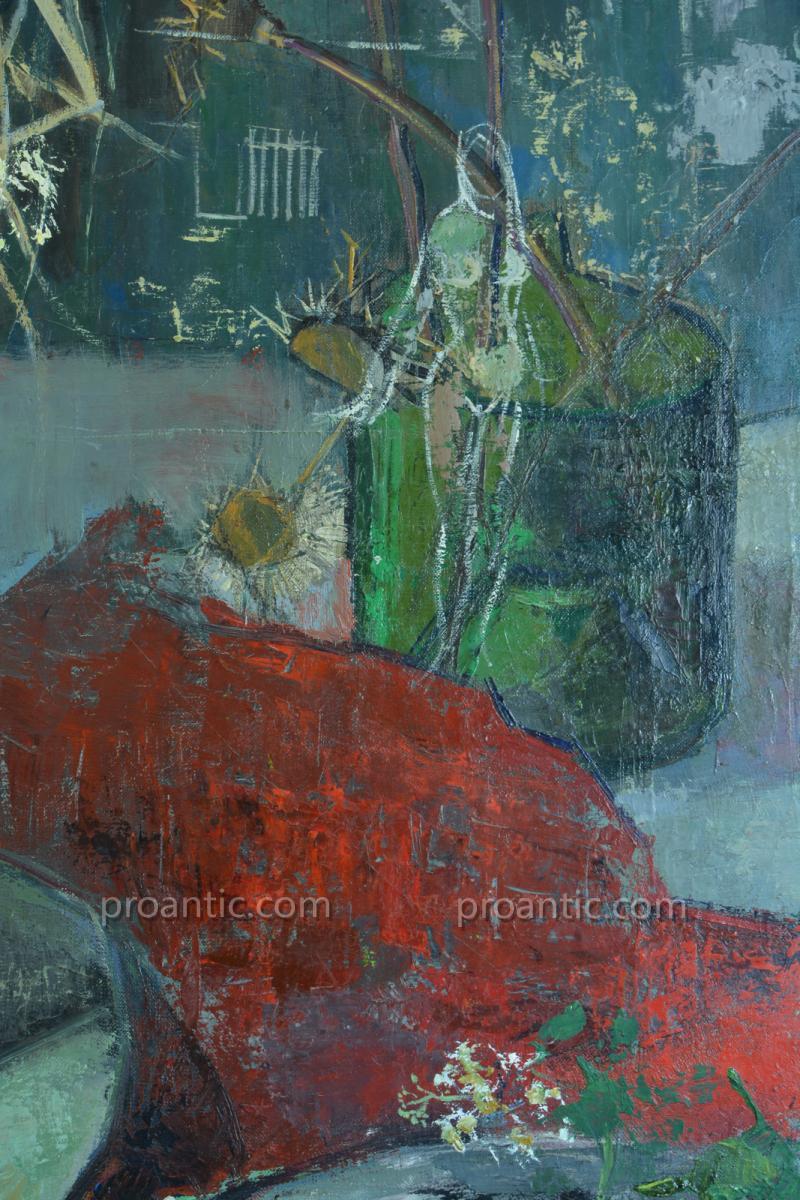 Large Table Hst Workshop Painter Statue Flower Nude Marie Louise Ogier Paris 1950-photo-4